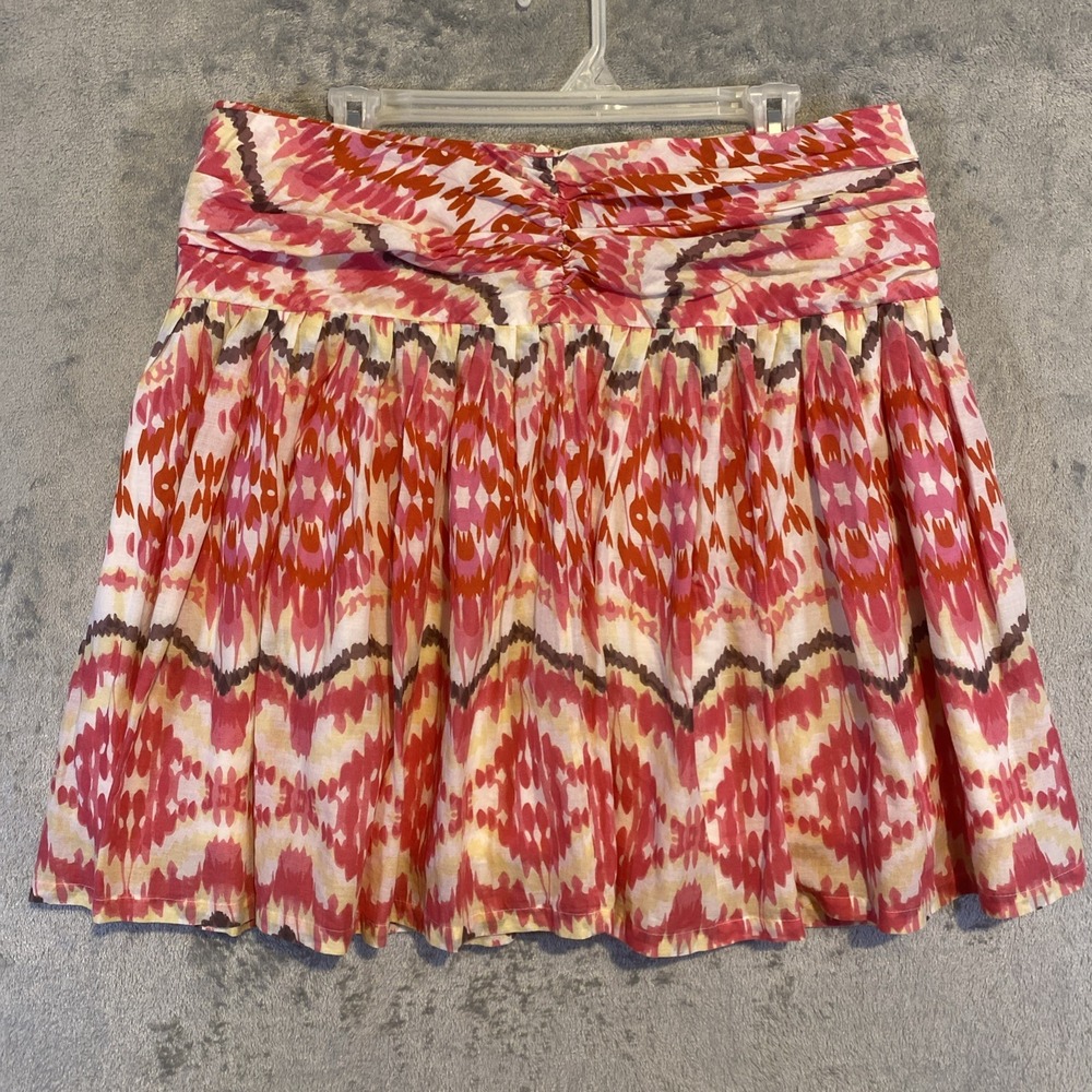 Joe Fresh‎ MIDI Skirt Women Sz 12 Pink Red Cotton Flowy Whimsy Flirty Aztec Boho